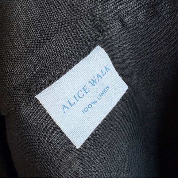 NWT Alice Walk Black 100% Linen Tiered Long Sleeve Midi Dress M - Picture 6 of 6